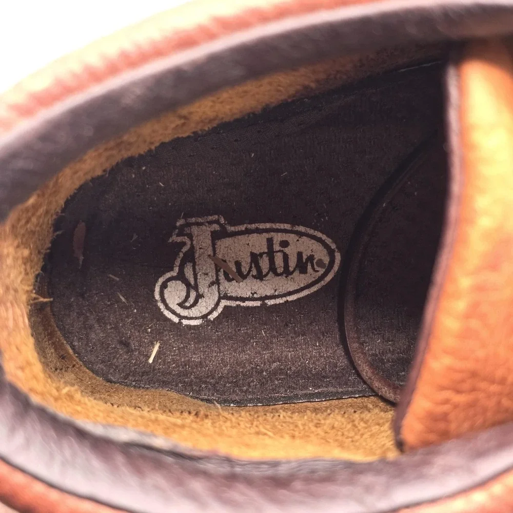 Justin Boots Mens 11 Brown Leather Chukka Moc Toe Ankle Lace Up Casual 991 Rodeo